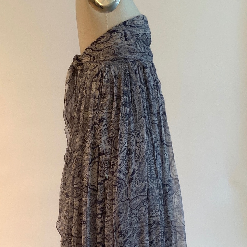 Alexander McQueen 2008 Unworn Silk Blue Paisley Strapless Dress Floaty Skirt - Picture 4 of 10